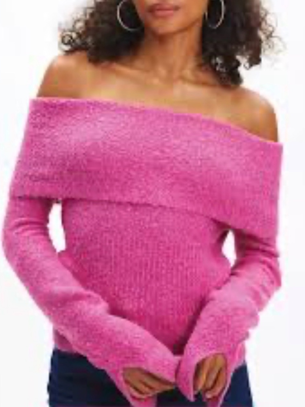 Urban Outfitters Hot Pink Off-the-Shoulder Sweater